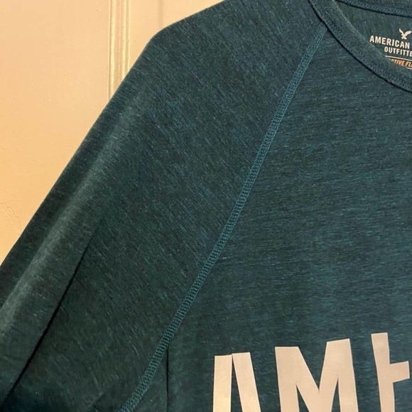 AE American Eagle Long Sleeve Green Blue Active Flex Shirt L - Picture 5 of 8
